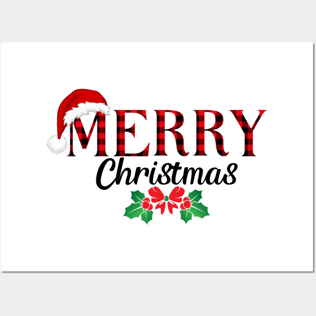 Red Buffalo Plaid Merry Christmas Design Wall Art by Ms Ruth